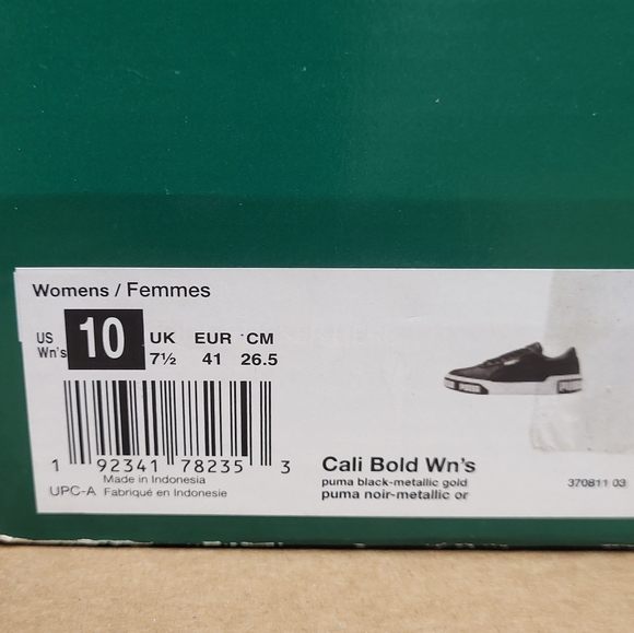 PUMA Cali Bold Black Metallic Gold Women Size 10 - Picture 15 of 16